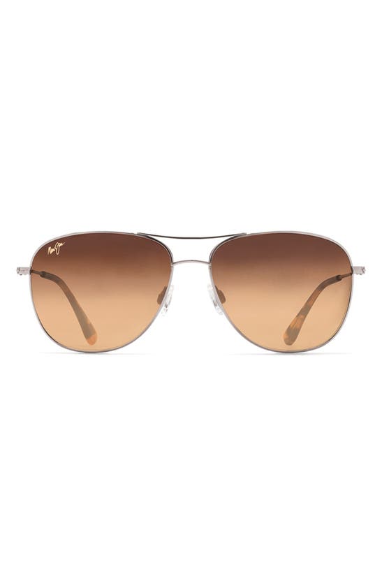 Maui Jim Cliff House Polarized Brow Bar Aviator Sunglasses, 59mm In Brown