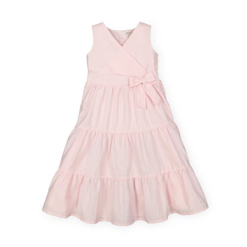 Hope & Henry Girls' Tiered Wrap Dress, Infant In Pale Pink Linen