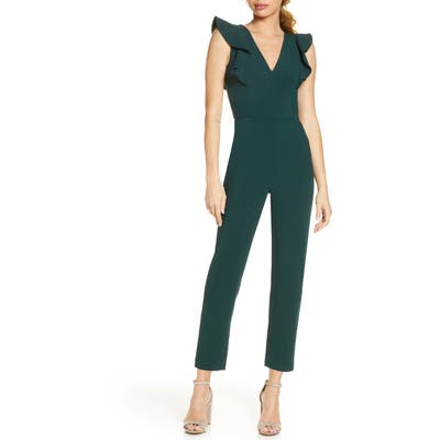 French Connection Whisper Ruffle Jumpsuit, Green