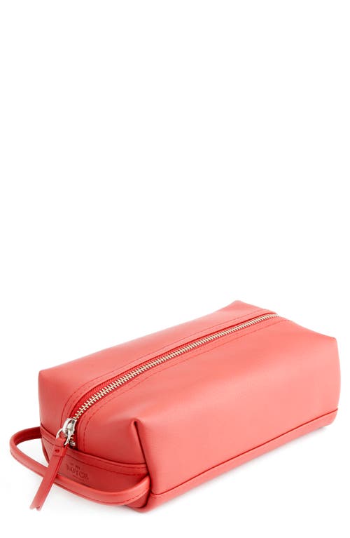 Compact Leather Toiletry Bag in Red
