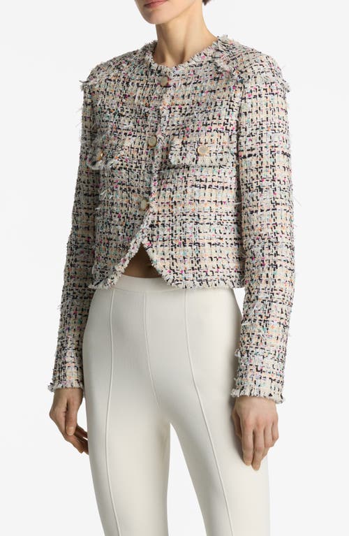 St John Multicolor Eyelash Tweed Jacket In Ecru Multi