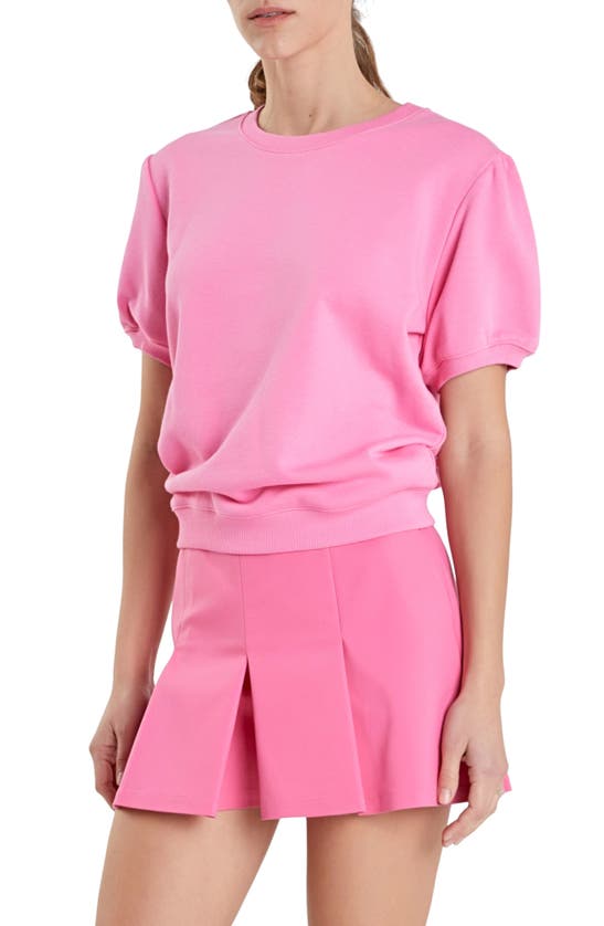 Shop English Factory Short Sleeve French Terry Sweatshirt In Pink