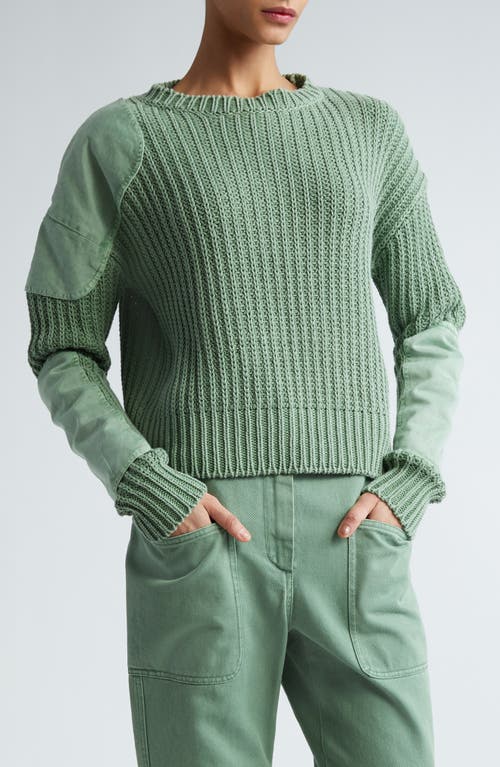 Max Mara Abisso Mixed Media Cotton Sweater Sage Green at Nordstrom,