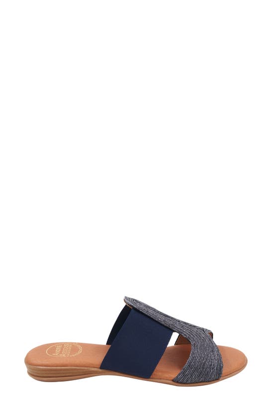 Andre Assous Noor Raffia Slide Sandal In Navy