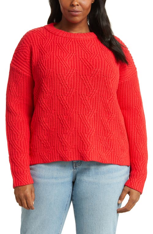 caslon(r) Cable Pullover Sweater in Red Chinoise
