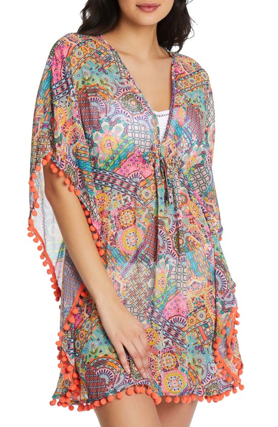 Bleu Rod Beattie Mixed Print Chiffon Caftan In Multi