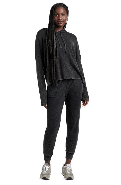 Splendid Jaime Thermal Hoodie In Black Wash