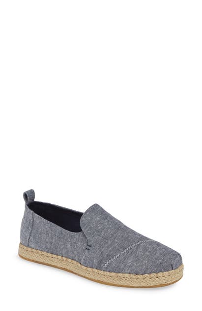 Toms Deconstructed Alpargata Slip-on In Navy Chambray Fabric