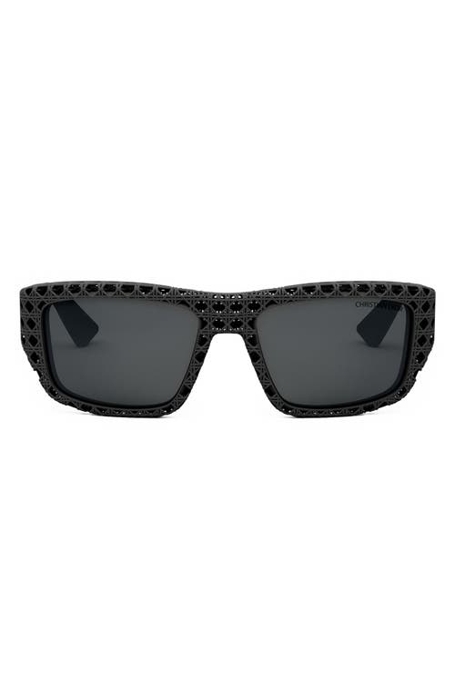 Dior '3d S1i 57mm Square Sunglasses In Matte Black/smoke Polarized