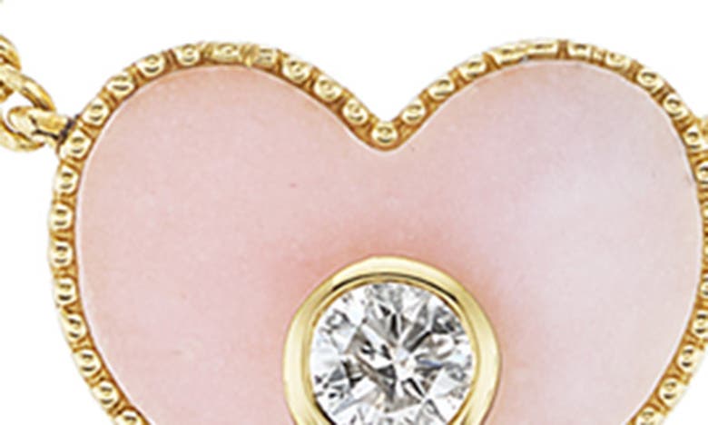 Shop Orly Marcel Mini Pink Opal & Diamond Heart Pendant Necklace