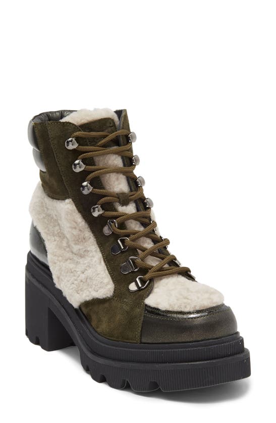 Voile Blanche Loden Faux Shearling Trim Lug Sole Boot In Pearl Glittery/velvet