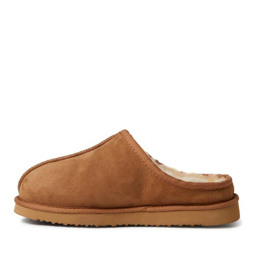 Dearfoams Fireside By Dearfoam Men's Hobart Genuine Shearling Closed Back Slippers In Chestnut