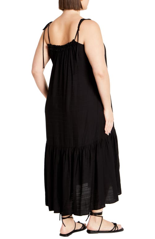 City Chic Erica Tiered Tie Strap High-low Dress In Black