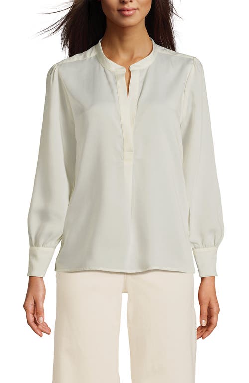 Shop Lands' End Satin Popover Shirt In Ivory