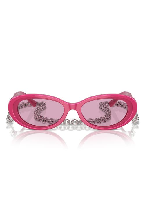 54mm Oval Sunglasses with Chain in Fuchsia /Violet