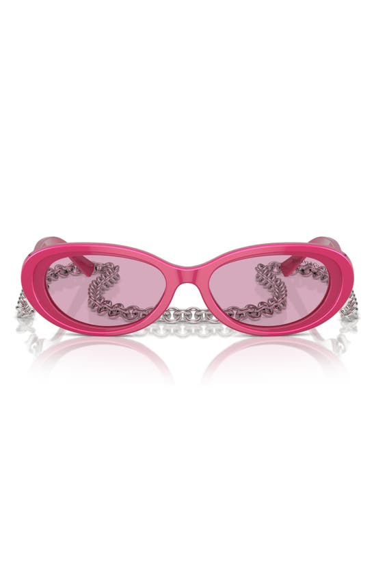 Tiffany & Co 54mm Oval Sunglasses With Chain In Fuchsia / Violet