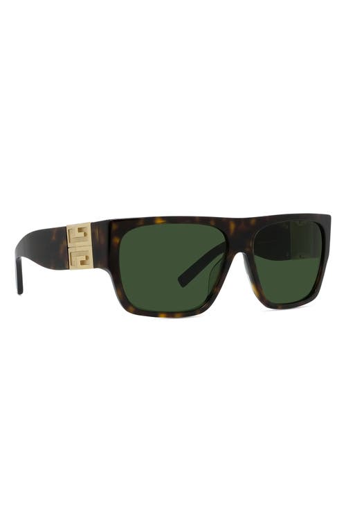 Shop Givenchy 4g 62mm Rectangular Sunglasses In Dark Havana/smoke