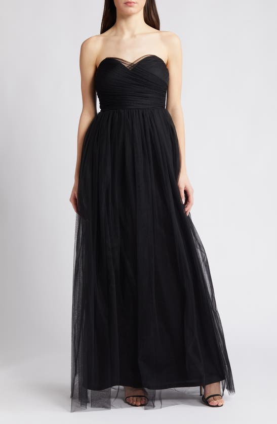 Shop Chelsea28 Strapless Tulle Gown In Black