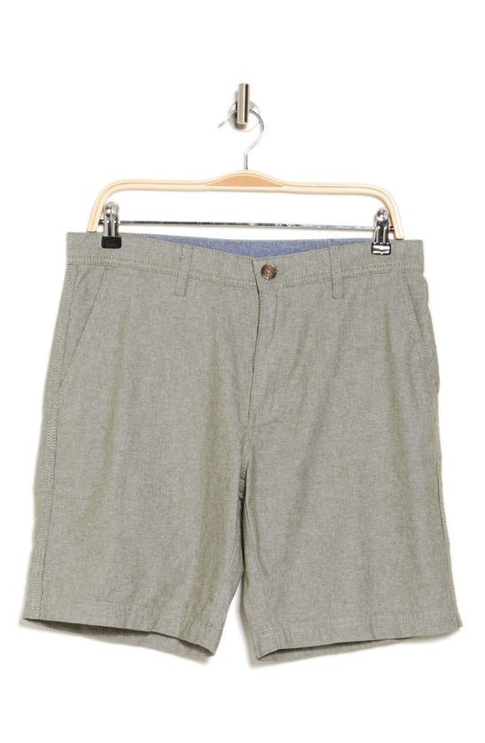 14th & Union Flat Front Chambray Trim Fit Shorts In Green Cypress