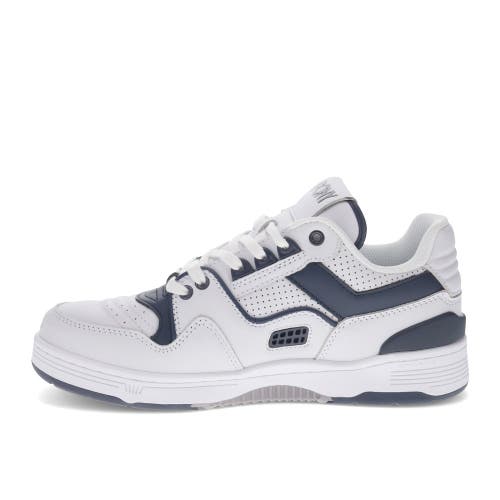 Pony Mens M100 Low Genuine Leather Premium Lace Up Athletic Sneaker Shoe In White/navy