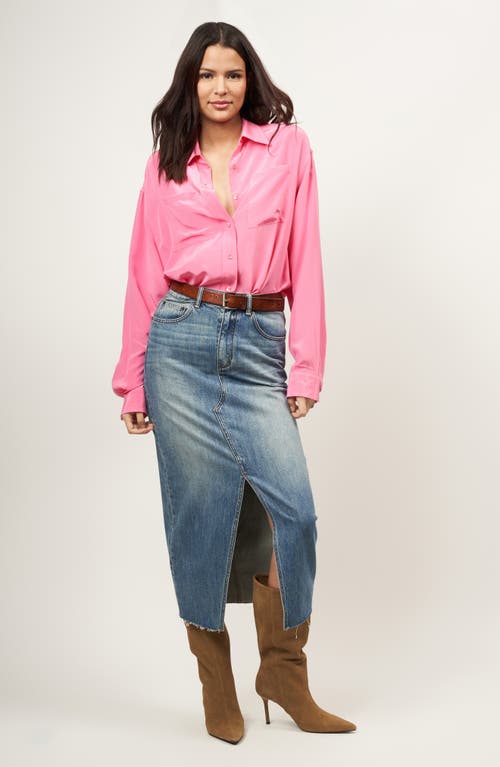 Shop Equipment Oty Oversize Silk Button-up Shirt In Azalea Pnk