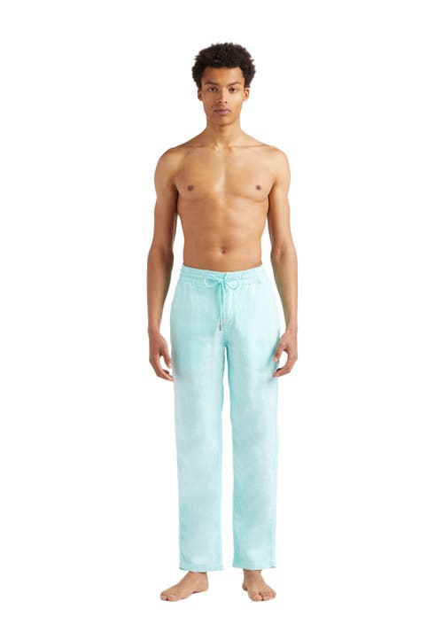 Vilebrequin Drawstring Straight-leg Wool Trousers In Lagon