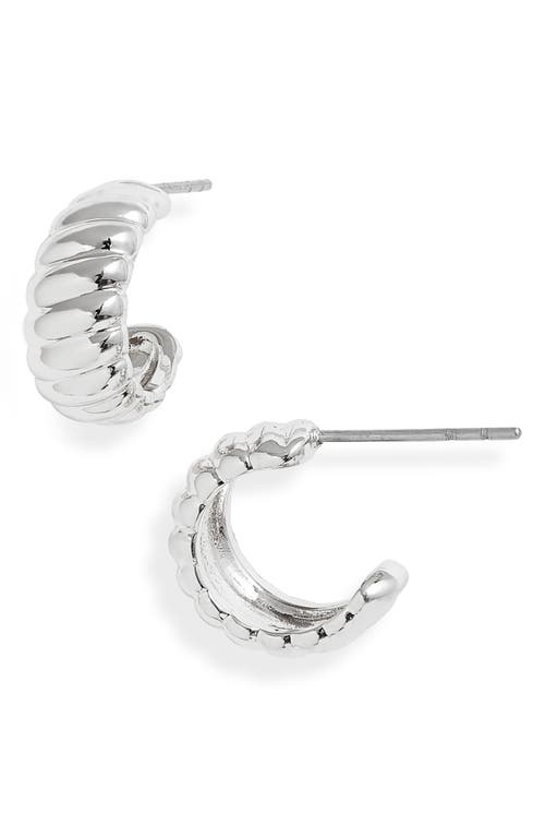 Nordstrom Ridged Huggie Hoop Earrings in Rhodium 