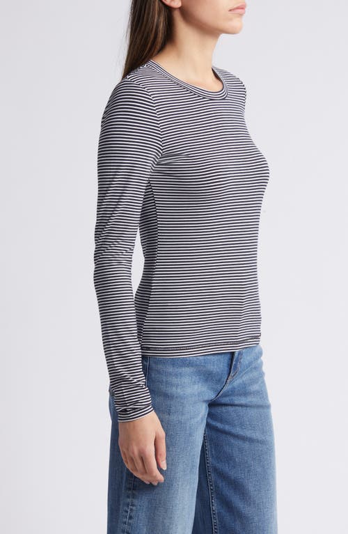 Shop Rag & Bone Luca Stripe Long Sleeve T-shirt In Blackwhite