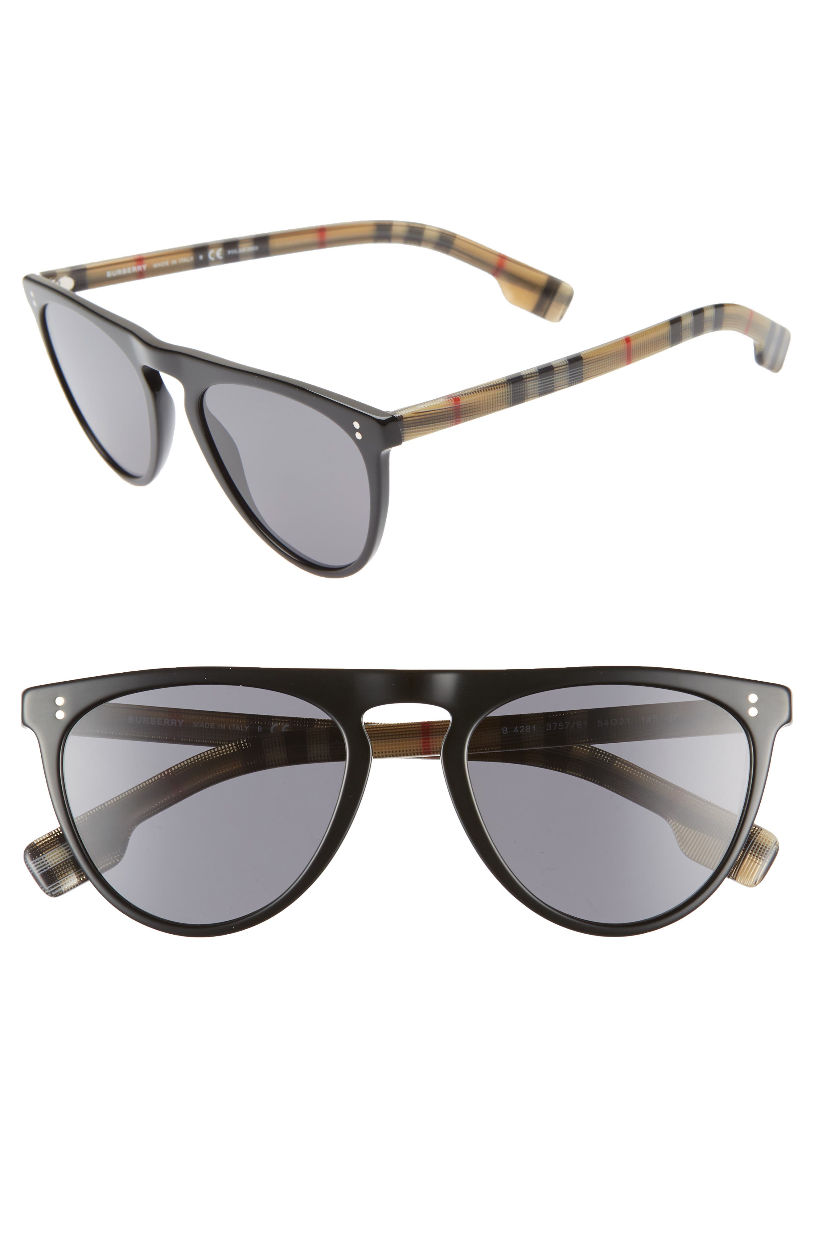 EAN 8053672951875 product image for Women's Burberry 54Mm Polarized Sunglasses - Black Pattern Solid | upcitemdb.com