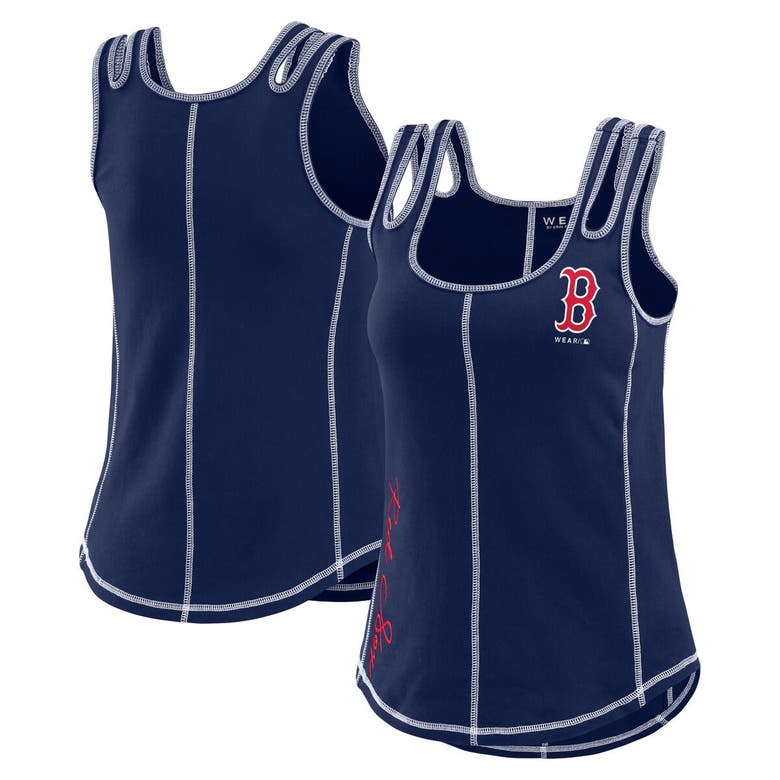 Wear By Erin Andrews Navy Boston Red Sox Contrast Stitch Tank Top In Navy