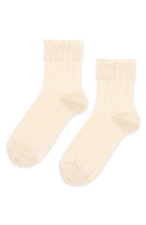 Shop Hansel From Basel Mykonos Stripe Sheer Crew Socks In Tan