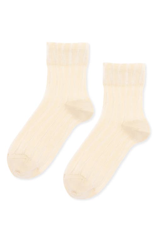 Hansel From Basel Mykonos Stripe Sheer Crew Socks In Gold