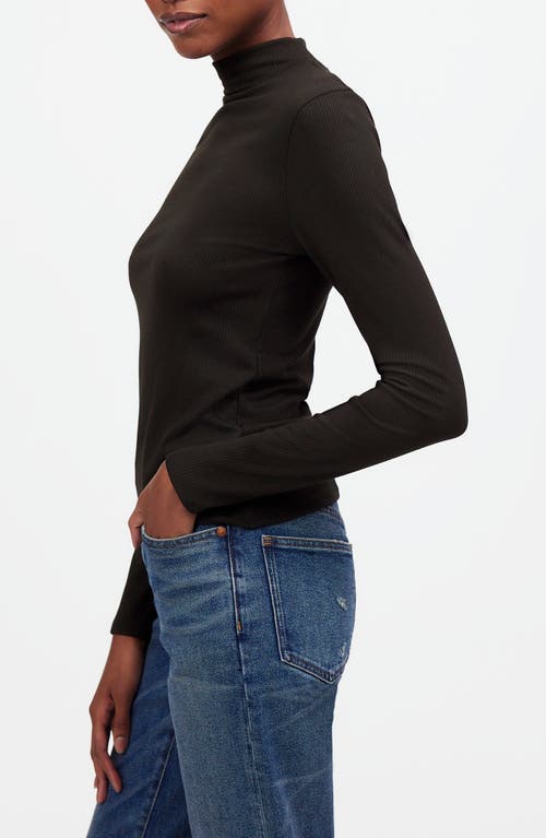 Shop Madewell Drapey Rib Mockneck Top In Jet Black