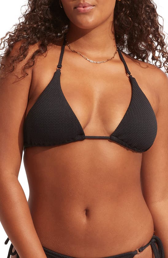 Shop Seafolly Slider Triangle Bikini Top In Black