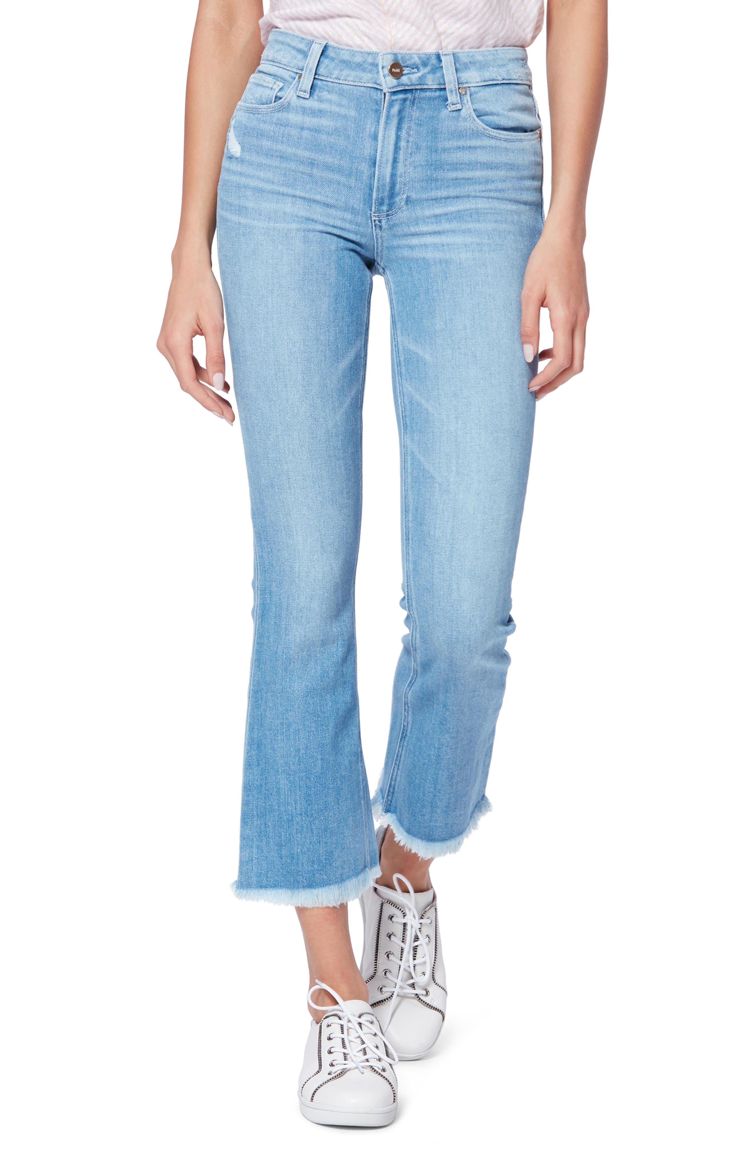 paige cropped flare jeans