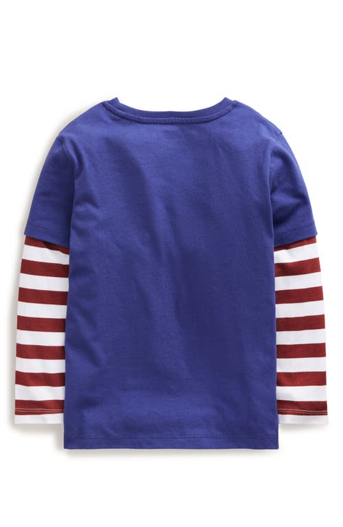 Shop Boden Kids' Squirrel Appliqué Long Sleeve Cotton Graphic T-shirt In Starboard