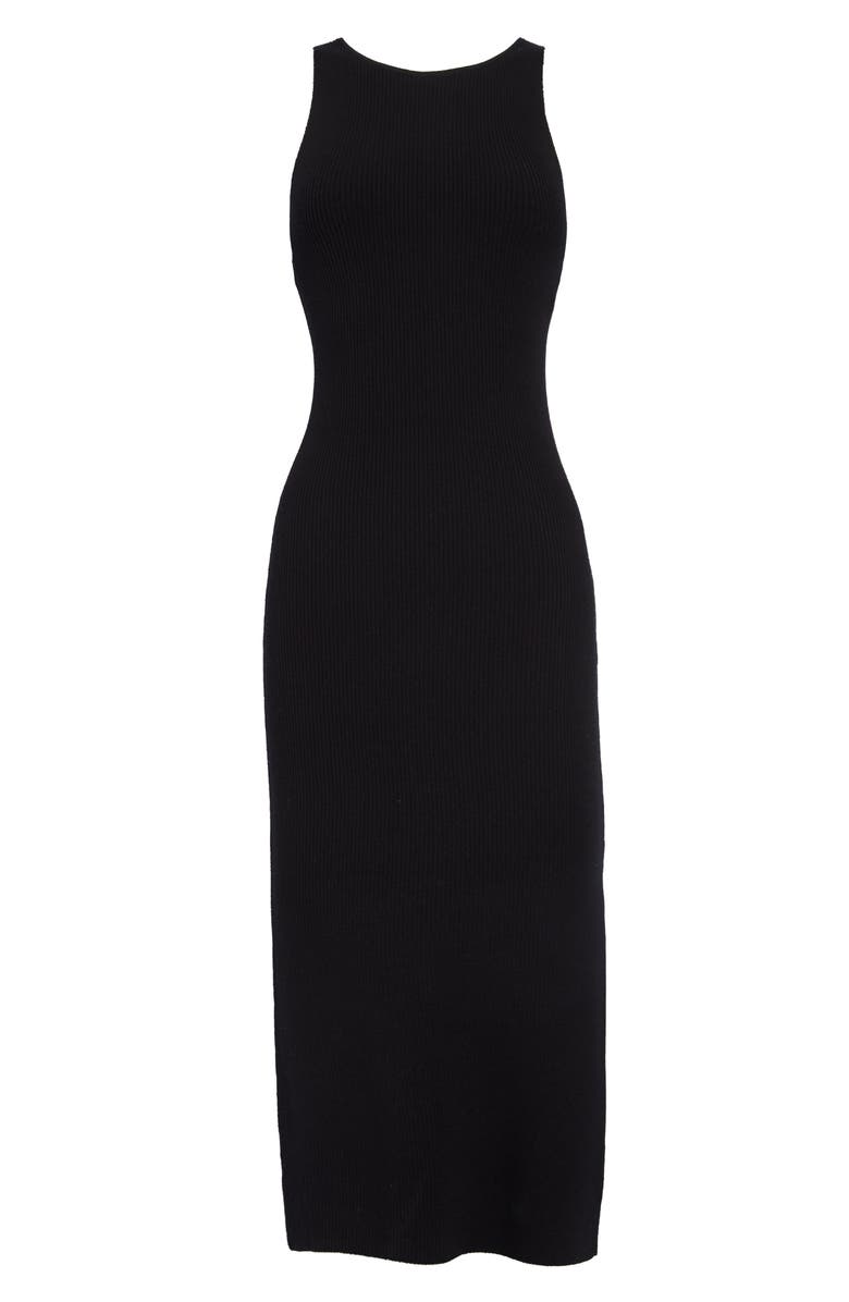 LEITH Rib Sleeveless Midi Dress, Alternate, color, BLACK