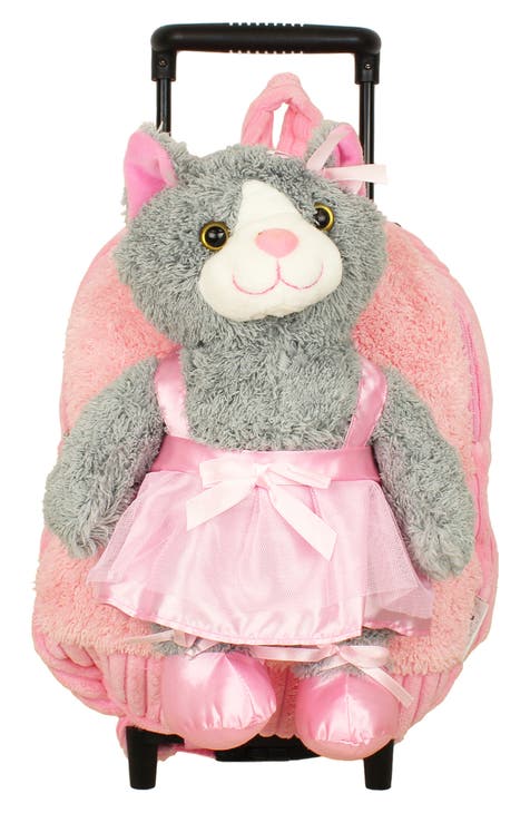 Popatu Girls' Teddy Bear Trolley Rolling Backpack, Pink : : Fashion