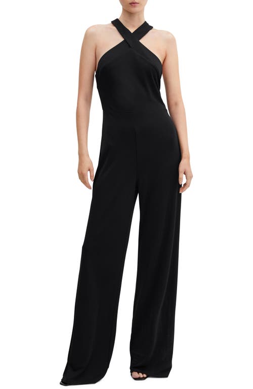 MANGO Open Back Jumpsuit in Black at Nordstrom, Size Small