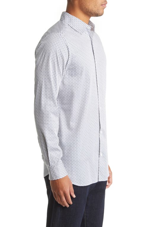 Shop Ted Baker London Conifur Geo Print Stretch Cotton Button-up Shirt In Light Blue