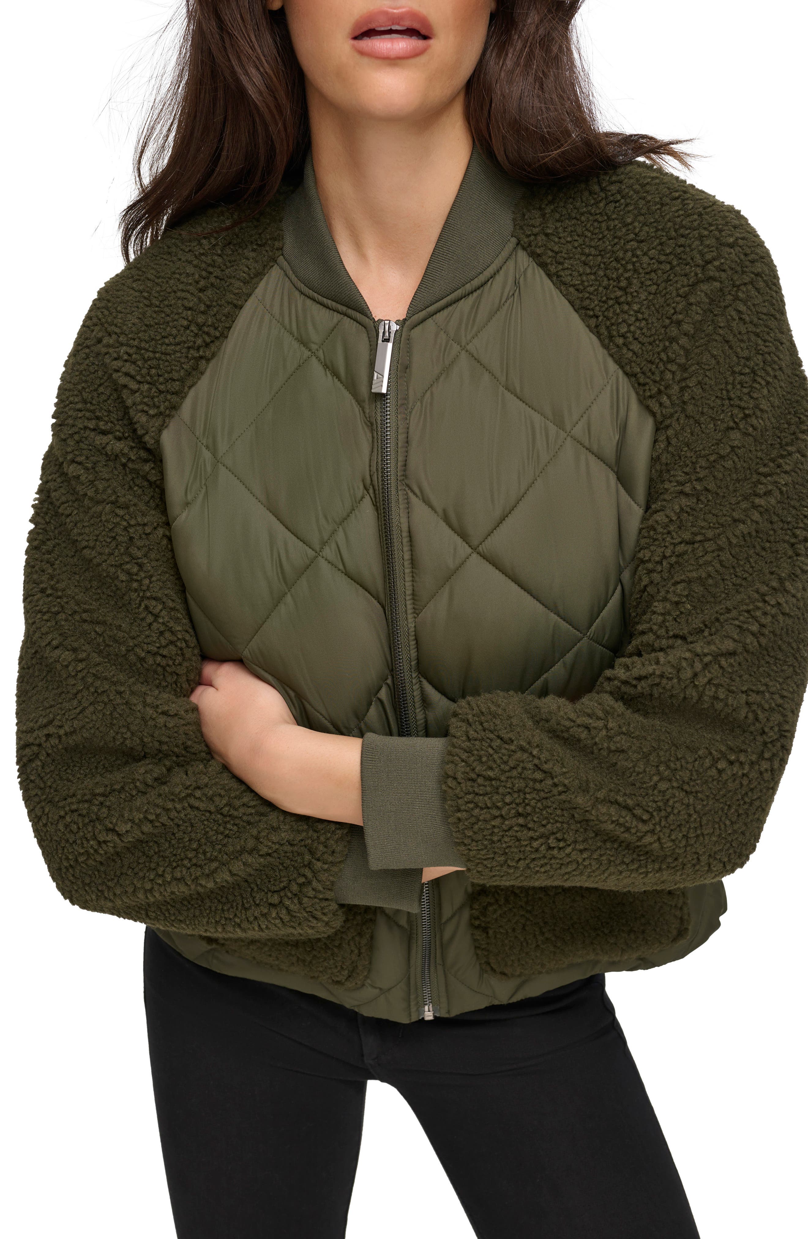 Andrew Marc Sport Women's Mixed Media Sherpa and Quilt Jacket With  Adjustable Waist - Macy's