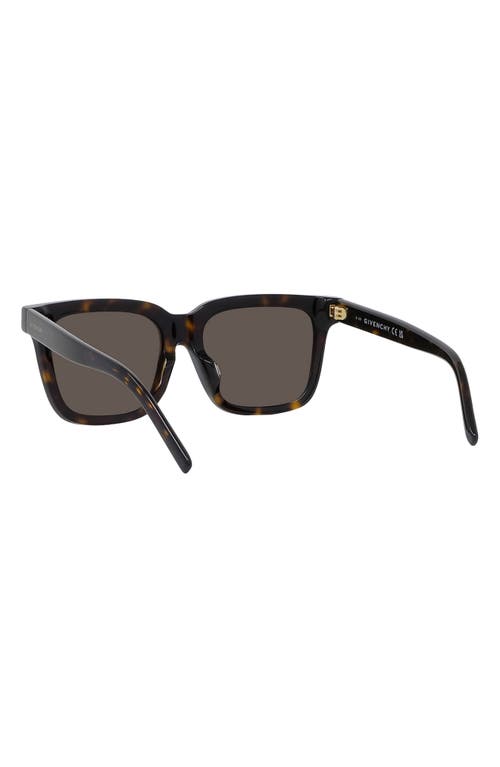 Givenchy Gv Day 53mm Rectangular Sunglasses In Dark Havana/brown
