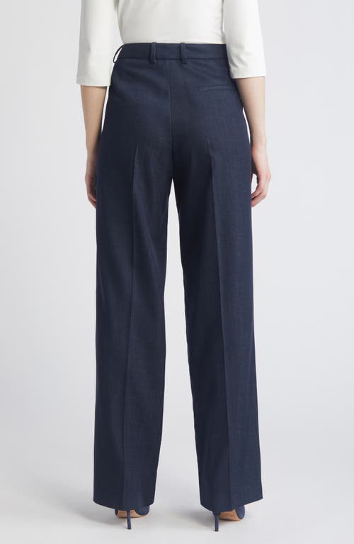 Shop Hugo Boss Boss Taleco Pleated Wide Leg Trousers In Indigo