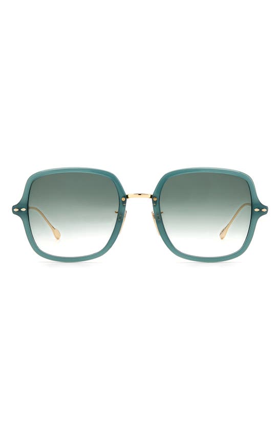 Isabel Marant 55mm Square Sunglasses In Gold Green/ Green Shaded