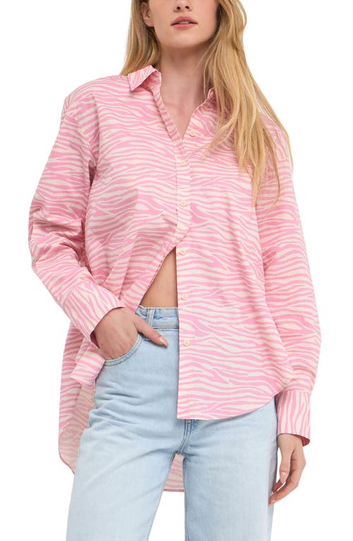 Shop Grey Lab Zebra Print Button-up Shirt In Pink