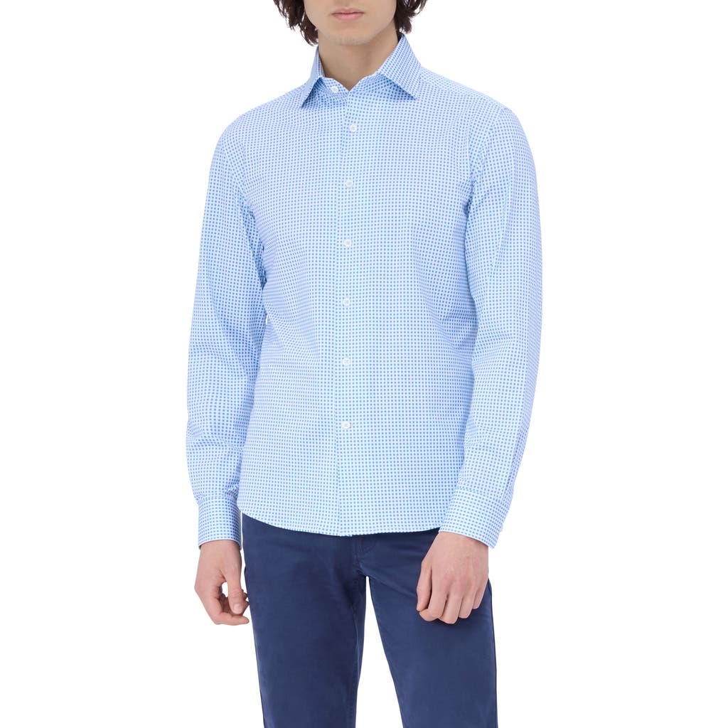 Bugatchi Devon Ooohcotton® Print Button-up Shirt In Air Blue