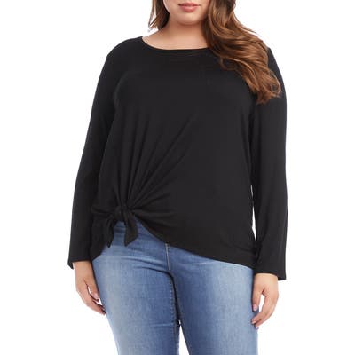 Plus Size Karen Kane Tie Front Top, Black