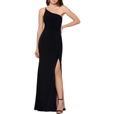 Xscape One-Shoulder Trumpet Gown