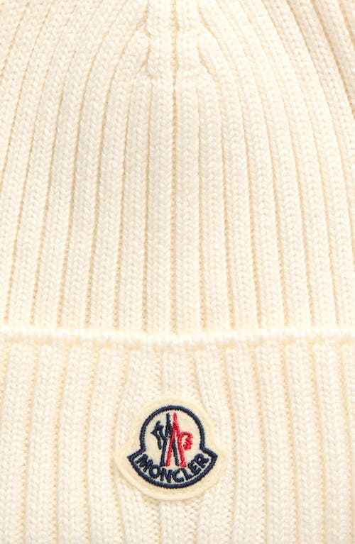 Moncler Kids' Merino Wool Cuff Beanie In White