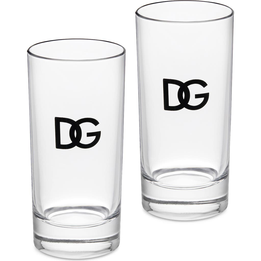 Dolce & Gabbana Dolce&gabbana Dg Logo Set Of 2 Drinking Glasses In Clear